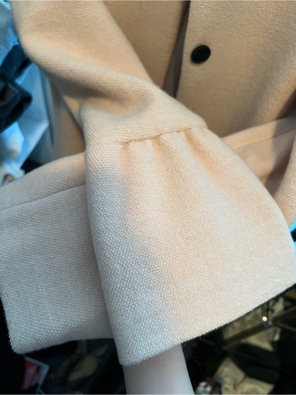 Club Monaco Cream Pea Coat with Black Buttons - Picture 4 of 6